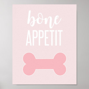 Bone Appetite Puppy Birthday Party Sign roze Poster