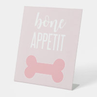 Bone Appetite Puppy Birthday Party Sign roze