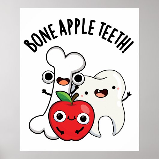 Bone Apple Teeth Funny Bona Appetit Pun Poster (Voorkant)