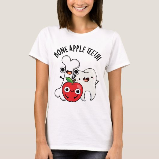Bone Apple Teeth Funny Bona Appetit Pun  T-shirt (Voorkant)