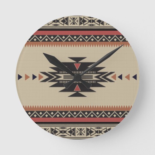Bone, Black, Rust American Indian Style Ronde Klok (Voorkant)