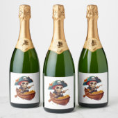 Bone Buccaneer - Funny Pirate Skull Sparkling Wijnetiket (Flessen)