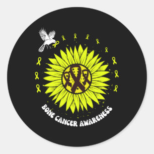 Bone Cancer Awareness Lint Geel Lint Vogel Ronde Sticker