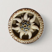 Bone Carved Edelweiss Ronde Button 5,7 Cm (Voorkant)