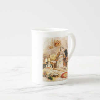 Bone China Cup, "Grandma's Kitchen" Porselein Kop