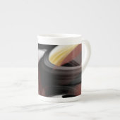 Bone China Mok Abstract Art Zwart Wit Poederig (Voorkant rechts)