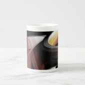 Bone China Mok Abstract Art Zwart Wit Poederig (Voorkant)