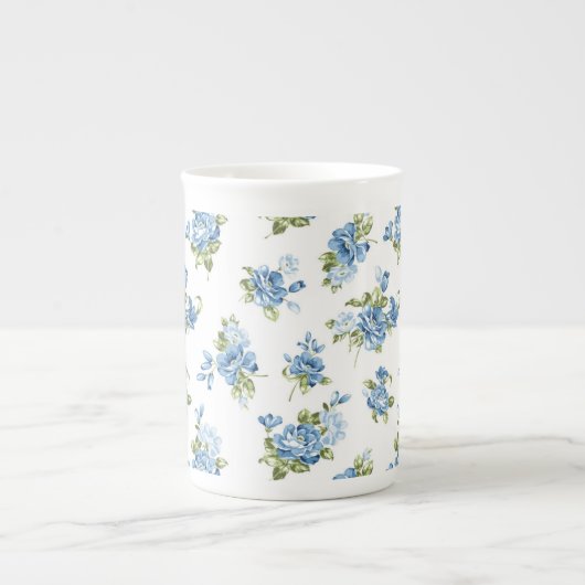 Bone China Mok-Blue Rozen Porselein Kop (Voorkant)