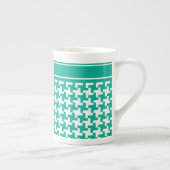 Bone China Mok, Emerald Green Dogtooth Check Porselein Kop (Rechts)