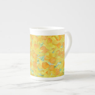 Bone China Mok, gouden affodils Porselein Kop