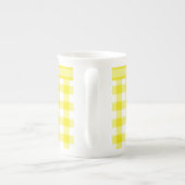 Bone China Mok, Lemon Yellow Check Gingham Porselein Kop (Achterkant)