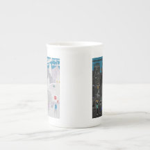 Bone China Mok Manchester UK Night Day Skyline