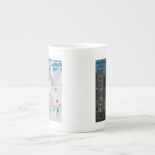 Bone China Mok Manchester UK Night Day Skyline