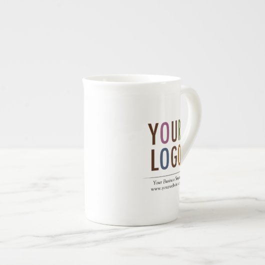 Bone China Mok met Bedrijf Logo 10 oz Geen Minimum (Voorkant rechts)