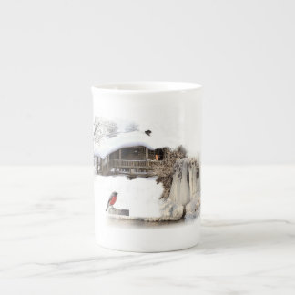 Bone China Mok met robin design