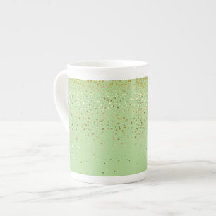 Bone China Mok-Petite Golden Stars-Apple Green Porselein Kop