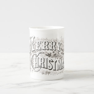 BONE CHINA MOK : VINTAGE "MERRY CHRISTMAS"