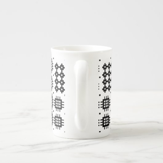 Bone China Mok Welsh Tapestry Pattern, Black (Achterkant)