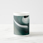 Bone China Mug Abstrait Art noir blanc vert (Devant)