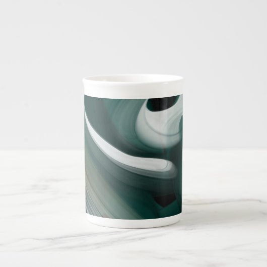 Bone China Mug Abstrait Art noir blanc vert (Devant)