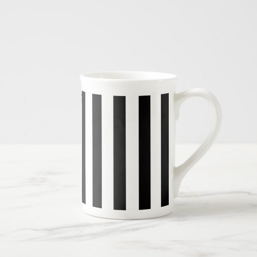 Bone China Mug Black & White Stripes (Droite)