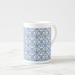 Bone China Mug Blue Damask