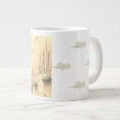 Bone China Mug DEUX BUNNIES ET UNE LUNE AVEC NUAGE (Devant droit)