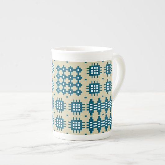 Bone China Mug Welsh Tapestry Motif, Navy (Devant droit)