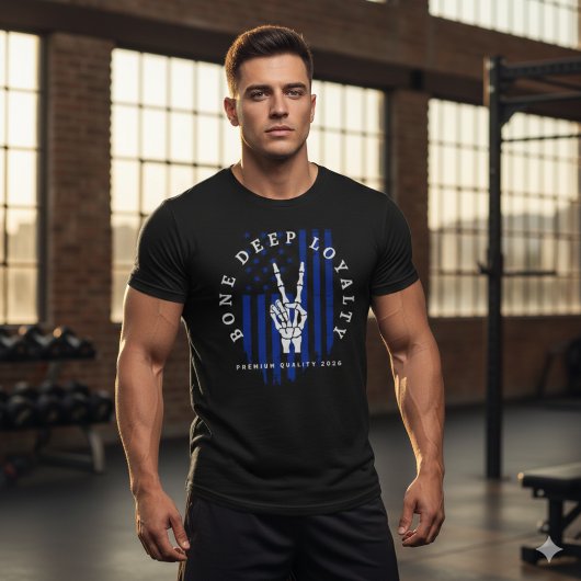 Bone Deep Loyalty Thin Blue Line Police Skull Tee T-shirt