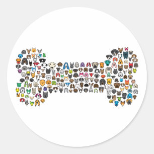 BONE Dog Cartoon Ronde Sticker