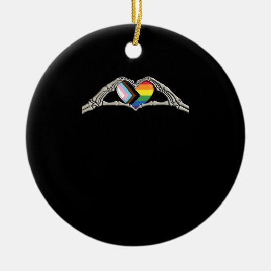 Bone Hands Heart Pride Progress Keramisch Ornament (Voorkant)
