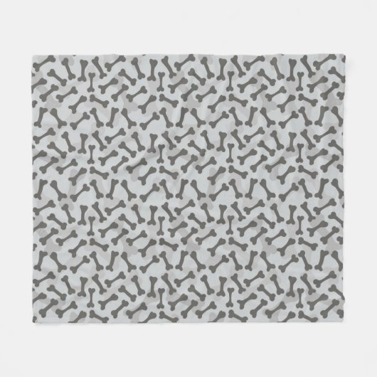 Bone Textern Pattern Greyscale Fleece Deken (Voorkant (Horizontaal))