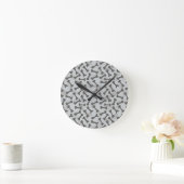 Bone Textern Pattern Greyscale Ronde Klok (Huis)