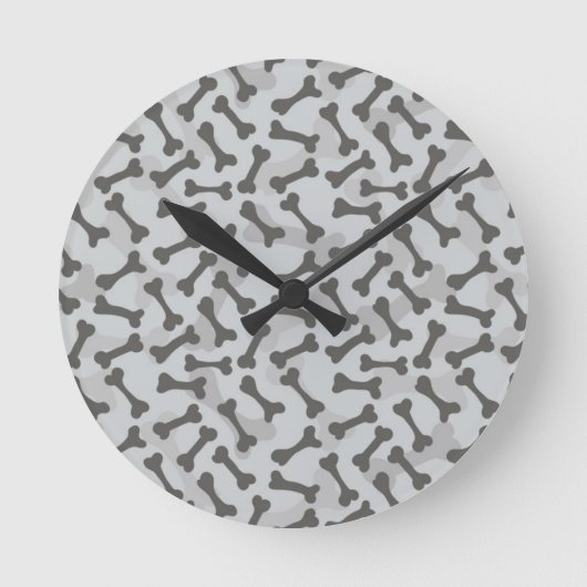 Bone Textern Pattern Greyscale Ronde Klok (Voorkant)