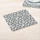 Bone Textern Pattern Greyscale Vierkante Kartonnen Onderzetter (Schuin)