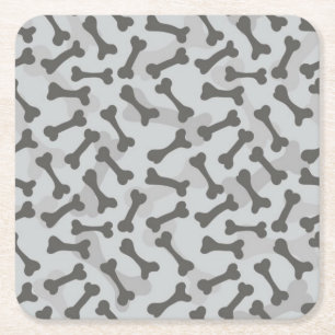 Bone Textern Pattern Greyscale Vierkante Kartonnen Onderzetter