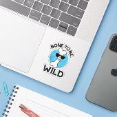 Bone to be Wild Funny Anatomy Pun Sticker (Laptop met iPhone)