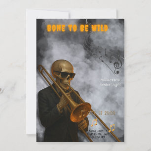 Bone to Be Wild - Skelet Trombone Halloween Kaart