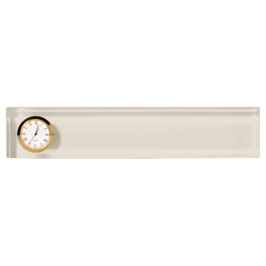 Bone White Bureau Nom Plaque avec horloge (Devant)