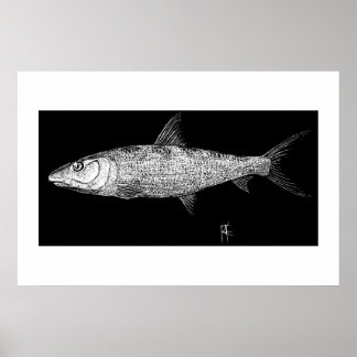 Bonefish Scratch art Poster