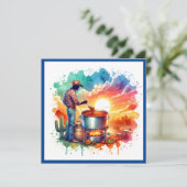 Bonen of Geen Bonen Chili Cooking Cowboy 1 Custom Kaart (Staand voorkant)