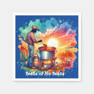 Bonen of geen Bonen Chili Cooking Cowboy 1 Servet