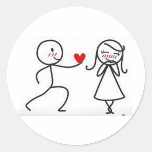 bonequinhos apaixonados ronde sticker (Voorkant)
