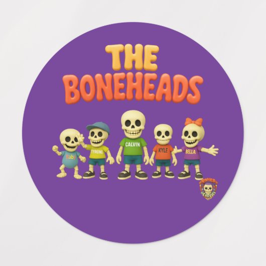 Bones Academy™ The Boneheads™ — Étiquette (Design 2)
