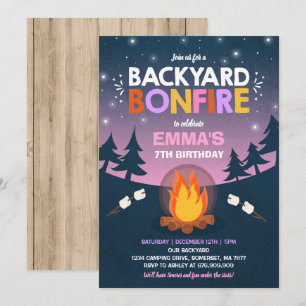 Bonfire Anniversaire Invitation Bonfire Camping Pa