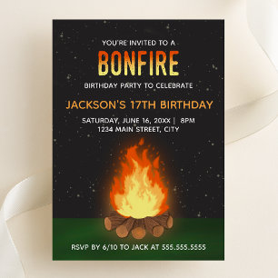 Bonfire Birthday Party Invitation Kaart