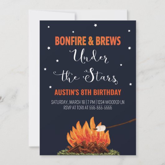 Bonfire & Brews Birthday Invitation Kaart (Voorkant)