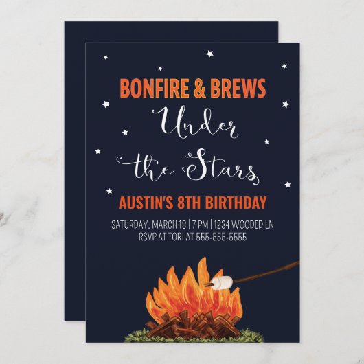 Bonfire & Brews Invitation d'anniversaire (Devant / Derrière)