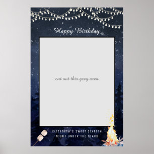 Bonfire Camping   Aankondiging geboortedag foto pr Poster