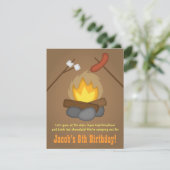 Bonfire Camping Birthday Party Kaart (Staand voorkant)